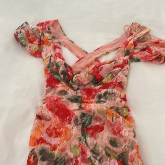 For Love And Lemons Floral Midi Dress - Pink and Red - Picture 3 of 10